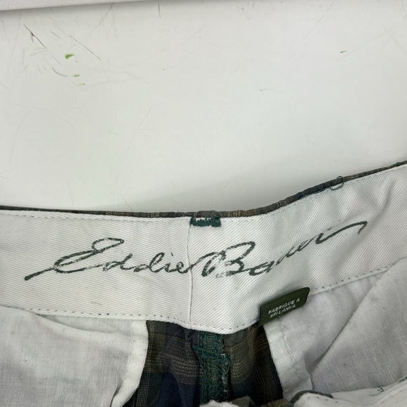 Eddie Bauer Men's green plaid outdoor hiking casual cargo shorts - Picture 4 of 12